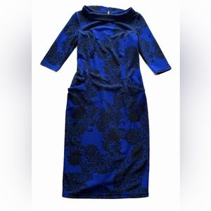 Black and blue Laura Bettini midi dress with pockets
